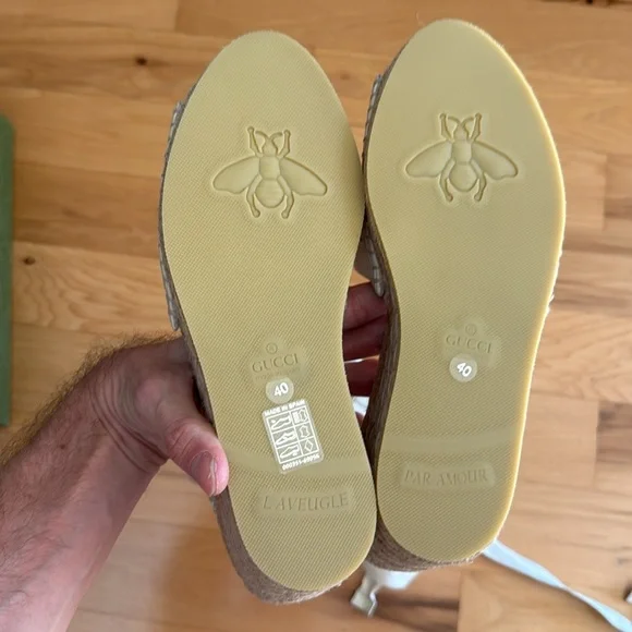 NEW Gucci GG logo espadrille wedges - Picture 7 of 9
